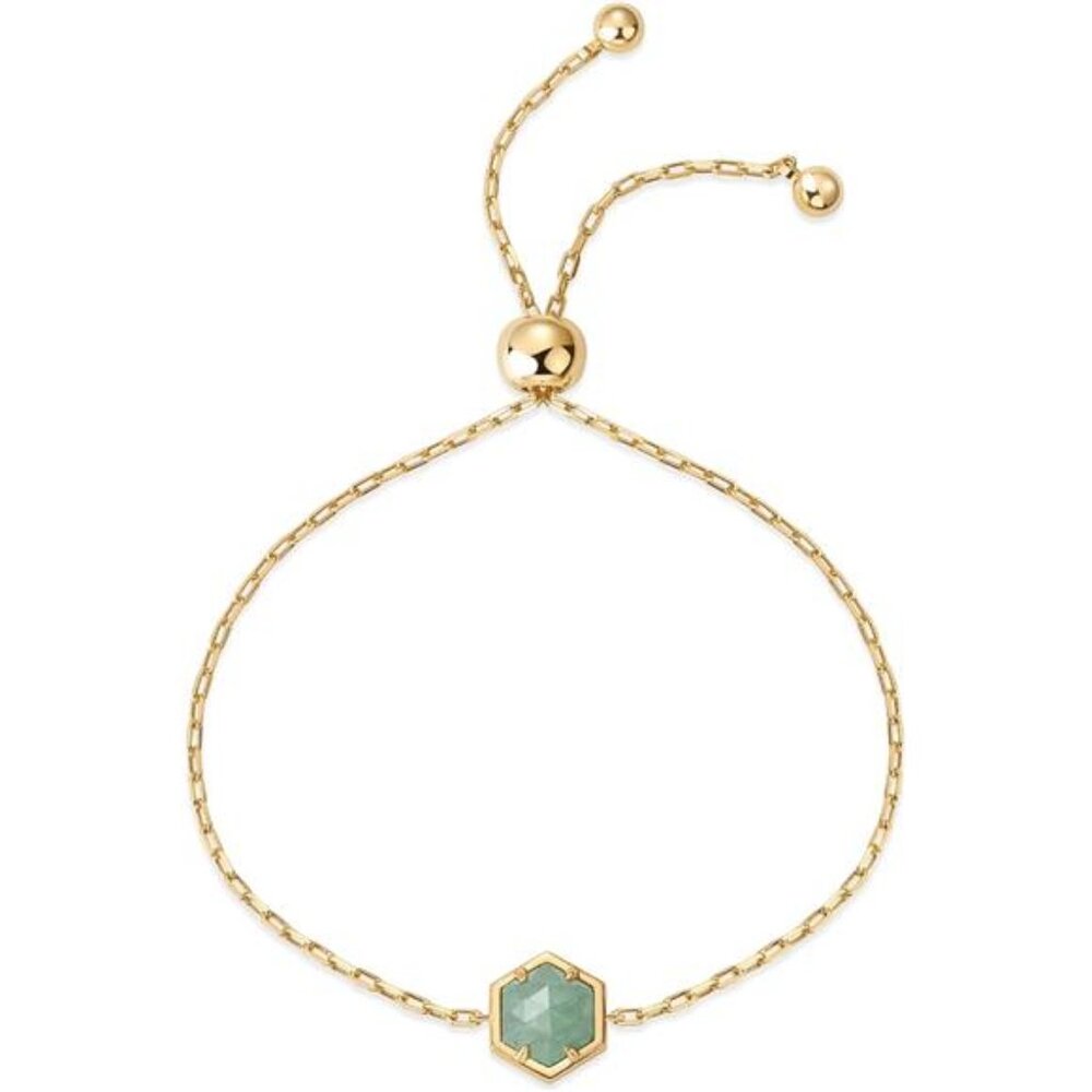 Women's 14K Gold Plated Hexagon Gemstone Bracelet Natural Birthstone